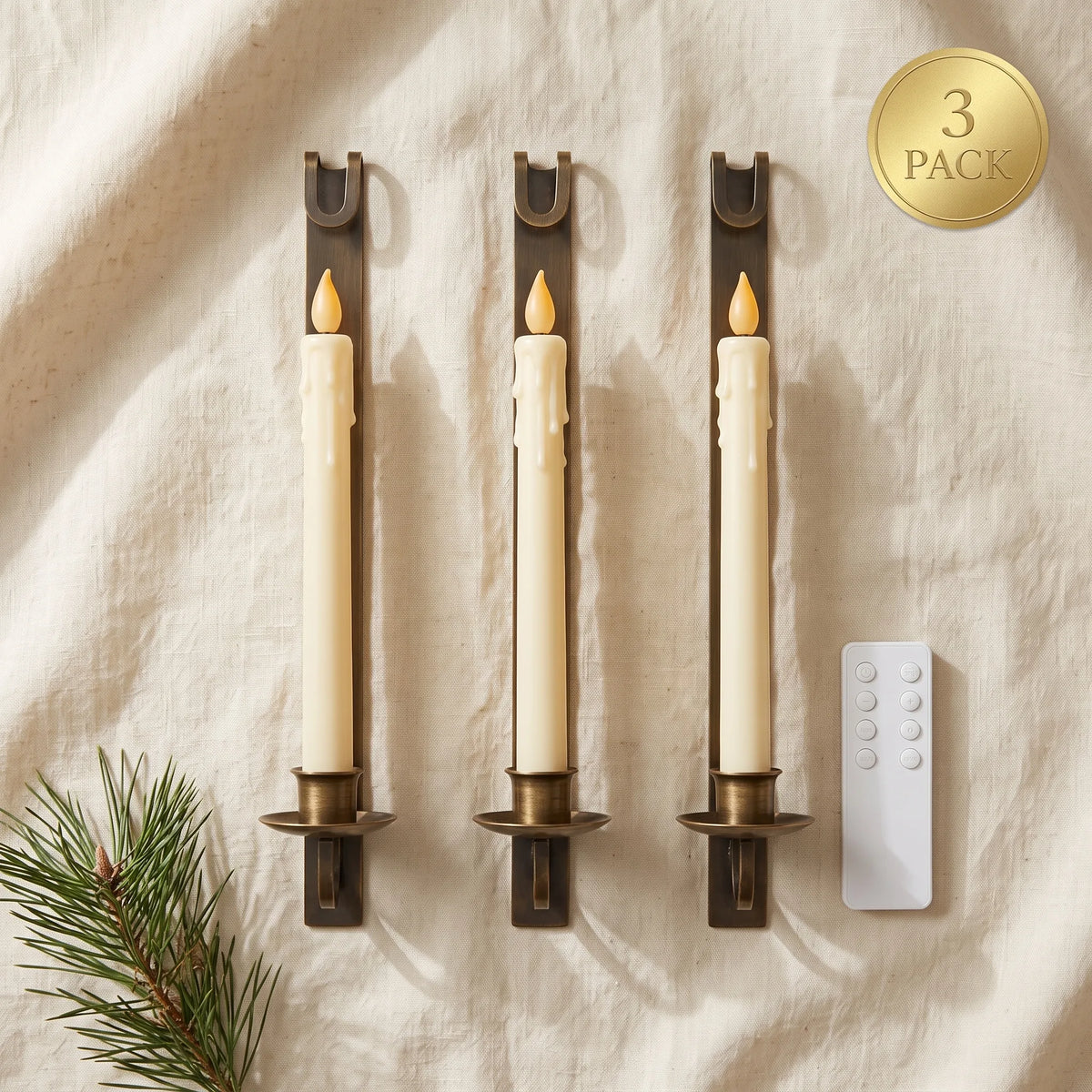 3 pack of cabinet candles with remote